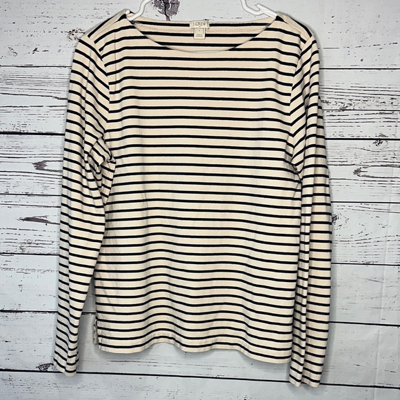 J. Crew Tops - J. Crew Black and Cream Striped Long Sleeve Tee